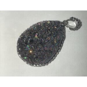 Druzy Pendant Sterling Silver Purple Blue Green Gemstone Beautiful